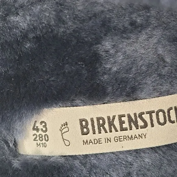 Birkenstock Arizona Big Buckle Shearling Men's Blue Sandals US Size 10 EU 43