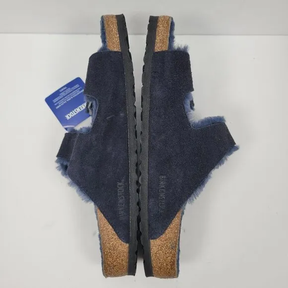 Birkenstock Arizona Big Buckle Shearling Men's Blue Sandals US Size 10 EU 43