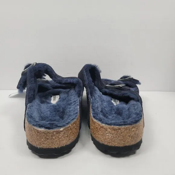 Birkenstock Arizona Big Buckle Shearling Men's Blue Sandals US Size 10 EU 43