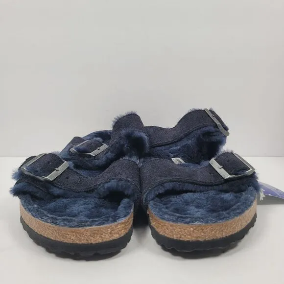 Birkenstock Arizona Big Buckle Shearling Men's Blue Sandals US Size 10 EU 43