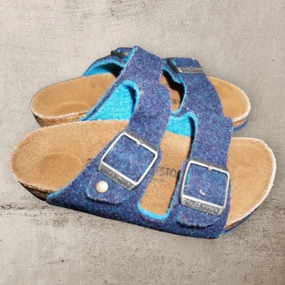 Birkenstock Arizona Kids Wool Felt Sandals – Size EU 27 / US 9 | Blue Teal Cork