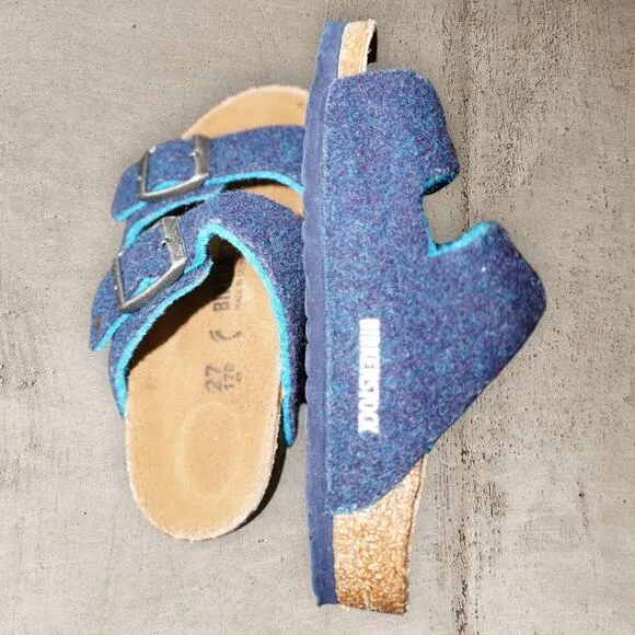 Birkenstock Arizona Kids Wool Felt Sandals – Size EU 27 / US 9 | Blue Teal Cork