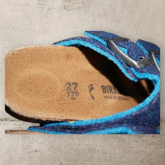 Birkenstock Arizona Kids Wool Felt Sandals – Size EU 27 / US 9 | Blue Teal Cork