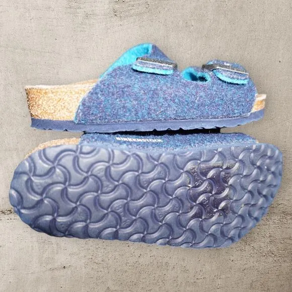 Birkenstock Arizona Kids Wool Felt Sandals – Size EU 27 / US 9 | Blue Teal Cork