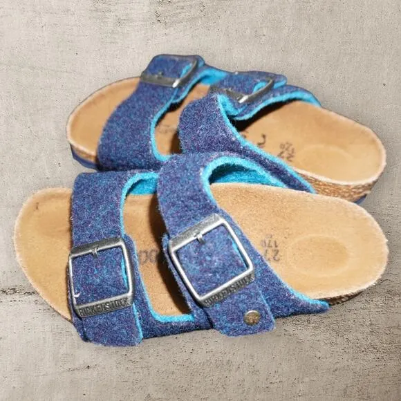Birkenstock Arizona Kids Wool Felt Sandals – Size EU 27 / US 9 | Blue Teal Cork