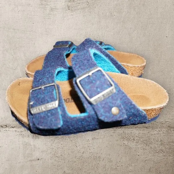 Birkenstock Arizona Kids Wool Felt Sandals – Size EU 27 / US 9 | Blue Teal Cork