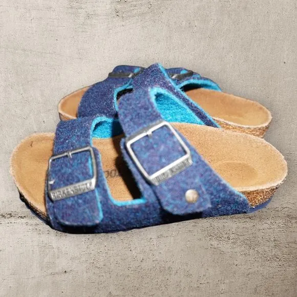 Birkenstock Arizona Kids Wool Felt Sandals – Size EU 27 / US 9 | Blue Teal Cork