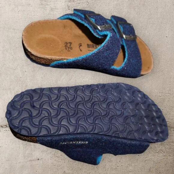 Birkenstock Arizona Kids Wool Felt Sandals – Size EU 27 / US 9 | Blue Teal Cork