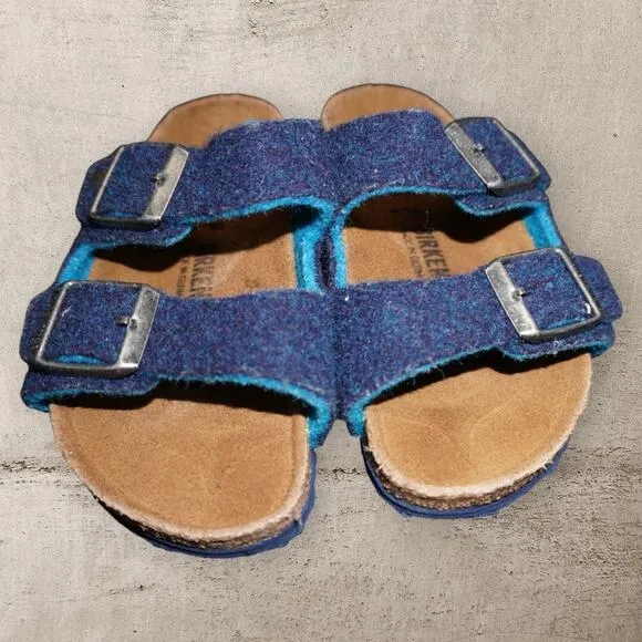 Birkenstock Arizona Kids Wool Felt Sandals – Size EU 27 / US 9 | Blue Teal Cork