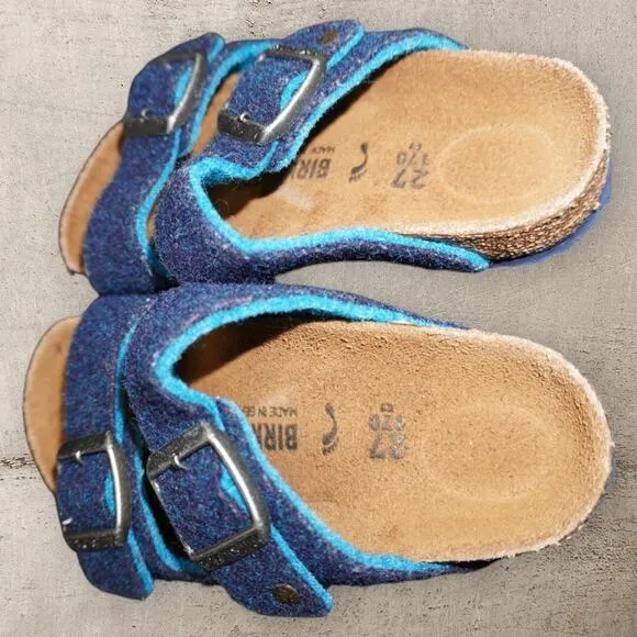 Birkenstock Arizona Kids Wool Felt Sandals – Size EU 27 / US 9 | Blue Teal Cork