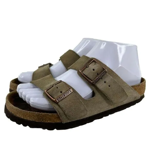 Birkenstock Arizona Sandals Birko-Flor Slide US 5 Tan Suede Buckle Sandals Shoes