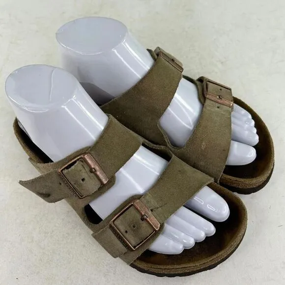 Birkenstock Arizona Sandals Birko-Flor Slide US 5 Tan Suede Buckle Sandals Shoes