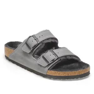 Birkenstock Iron Gray Shearling Arizona Sandals Size 38 or Womens 7-7.5