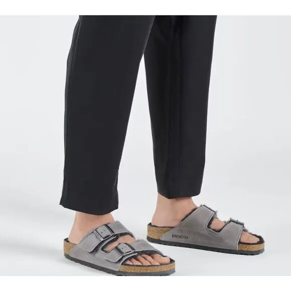 Birkenstock Iron Gray Shearling Arizona Sandals Size 38 or Womens 7-7.5