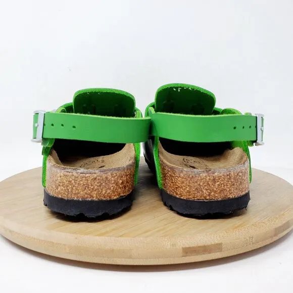 Birkenstock Kay Sandals Kids 31 Birkis Green Cow Mule Heel Strap Buckle Shoes