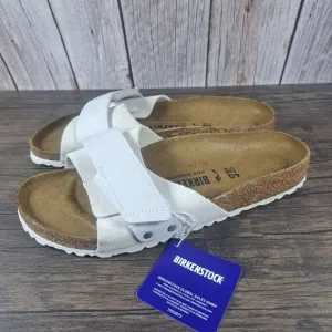 Birkenstock Oita Suede Leather Slide Sandals Women's Sz 9 N EU40 Antique White