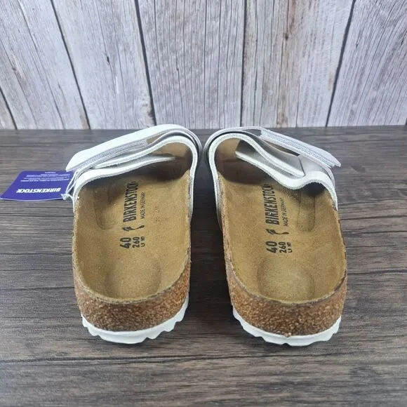 Birkenstock Oita Suede Leather Slide Sandals Women's Sz 9 N EU40 Antique White