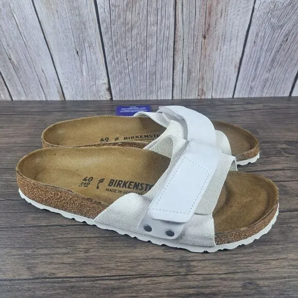 Birkenstock Oita Suede Leather Slide Sandals Women's Sz 9 N EU40 Antique White
