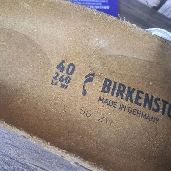 Birkenstock Oita Suede Leather Slide Sandals Women's Sz 9 N EU40 Antique White
