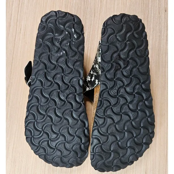 Birkenstock Papillio SZ 36 Womens US 5 Gizeh Black/White Sandals Made Germany
