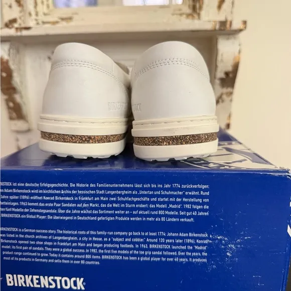 Birkenstock WoMen's White Leather Slip-On Shoes Size 38/ 7