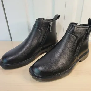 Black Chelsea Style Vegan Leather Men's Ankle Boots w/ Double Side Zip sz 8 NWOT