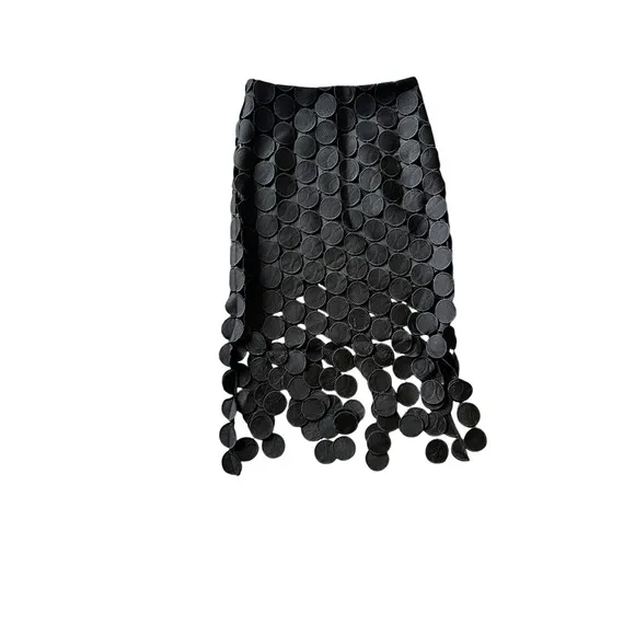 Black Circle Cut-Out Maxi Skirt High Fashion Statement Piece Evening‎ Wear