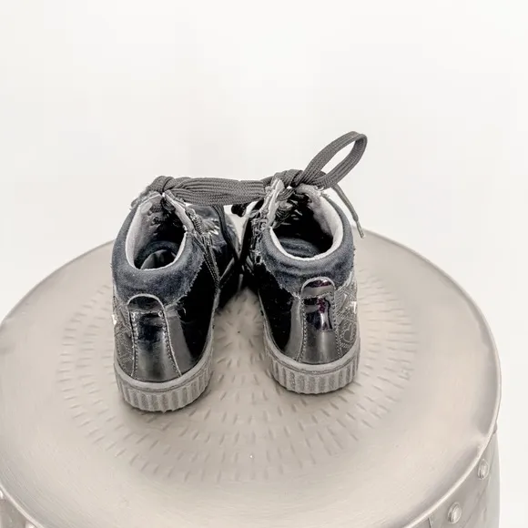 Black High-Top Boots with Lace-Up Design