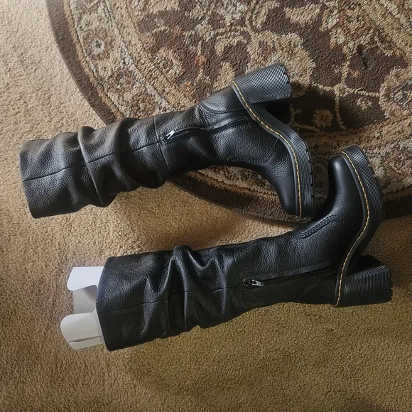 Black Knee-High Leather Boots