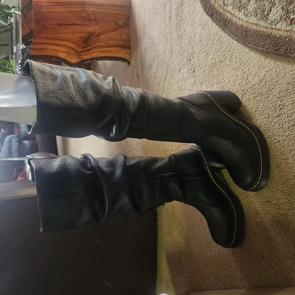 Black Knee-High Leather Boots