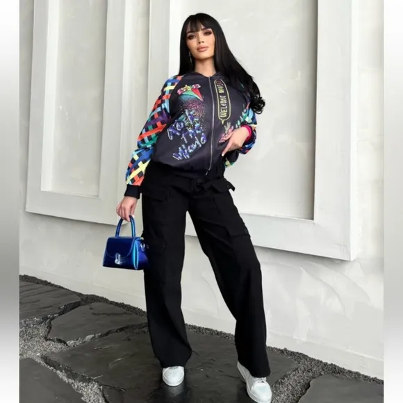 Black Multi-Patterned light weight sweater