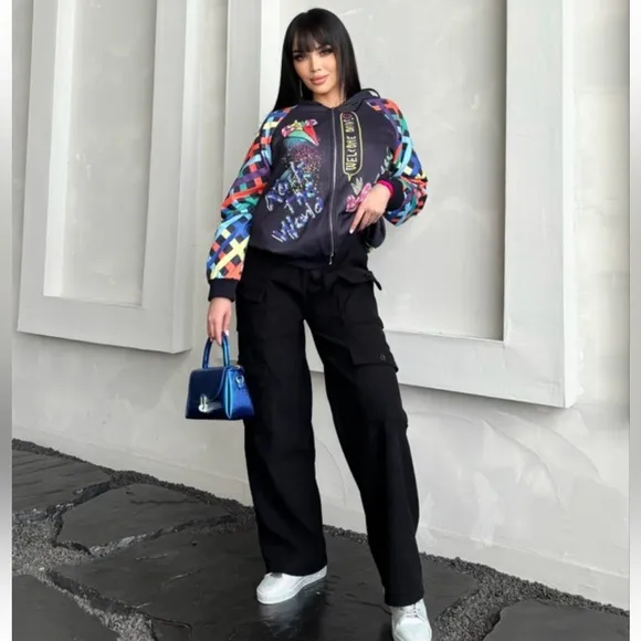 Black Multi-Patterned light weight sweater