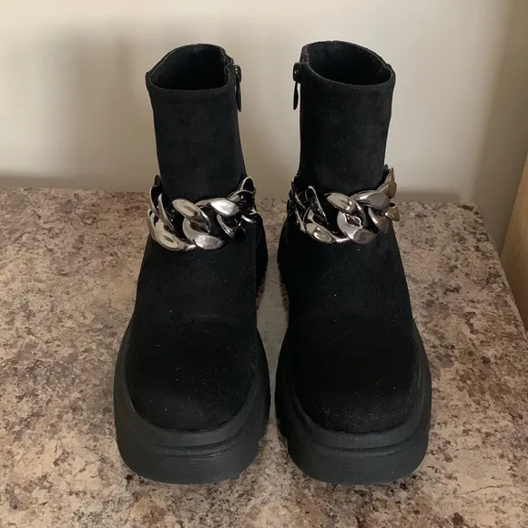Black Suede Chain Boots