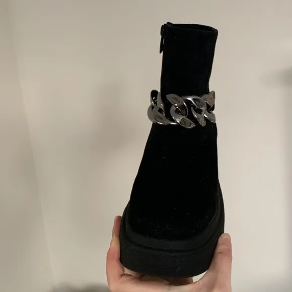 Black Suede Chain Boots