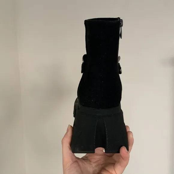 Black Suede Chain Boots