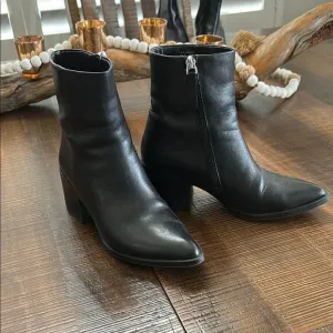 Black Leather Ankle Boots