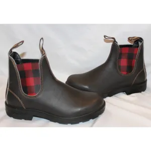 Blundstone 2307 Women's Low Heel Chelsea Boots US 8.5 BROWN RED BLACK PLAID NIB
