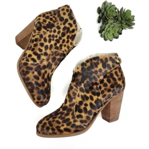 Boden Hoxton Leopard Leather Calf Hair Ankle Booties