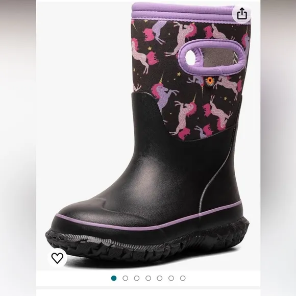 BOGS Unicorn Horse Waterproof Rain Snow Boots Black Purple Turquoise Blue 3  35
