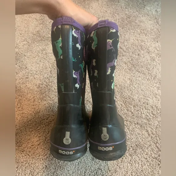 BOGS Unicorn Horse Waterproof Rain Snow Boots Black Purple Turquoise Blue 3  35