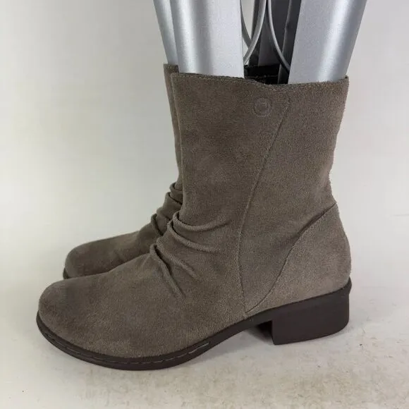 BOGS W Auburn Mid Boots Women's 8 Gray Leather Side Zip Scrunch Ankle Booties