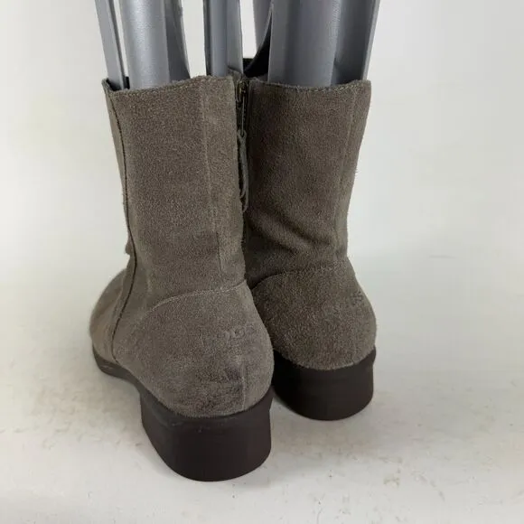BOGS W Auburn Mid Boots Women's 8 Gray Leather Side Zip Scrunch Ankle Booties
