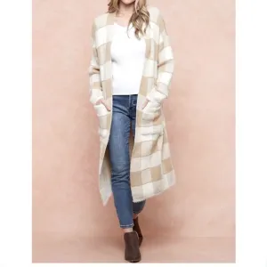 Boho Cozy Long Sweater Duster Cardigan With Front Pocket