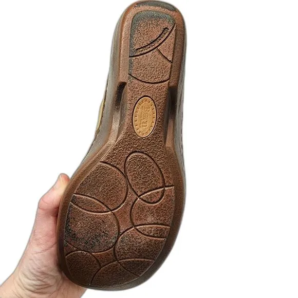Born Beige Leather Clog Sandals Size 8
