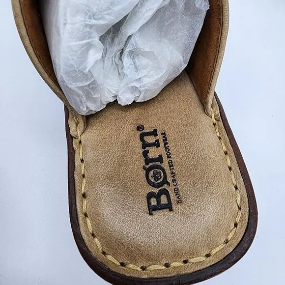 Born Beige Leather Clog Sandals Size 8