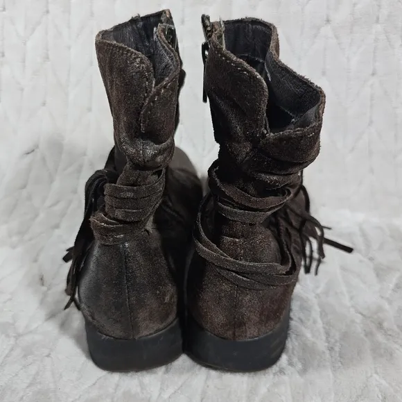 Born Cross Leather Wrap Tassel Boots Womens 8.5 Flannel Lined Comfort Western
