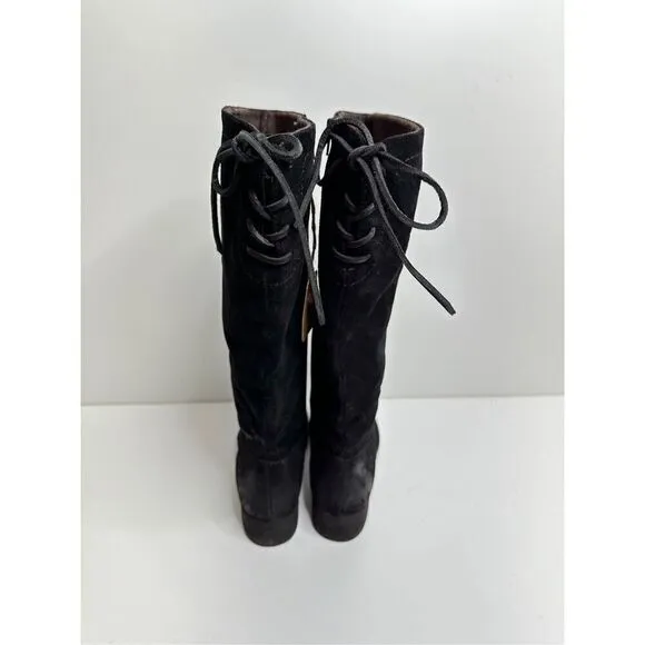 Born Hayden Boots Womens 6.5 Black Suede Distressed Knee High NWT