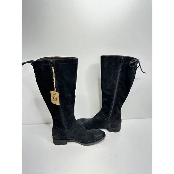 Born Hayden Boots Womens 6.5 Black Suede Distressed Knee High NWT