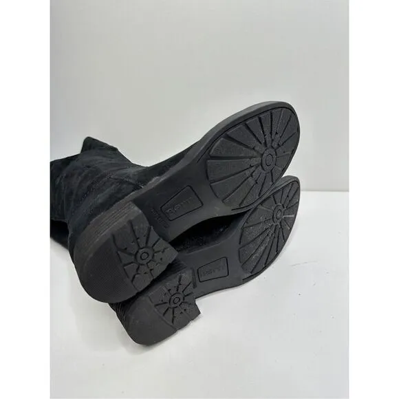 Born Hayden Boots Womens 6.5 Black Suede Distressed Knee High NWT