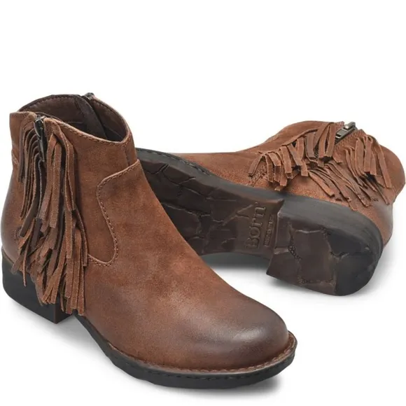 BORN Kenia Suede Leather Ankle Boots Brown 10M